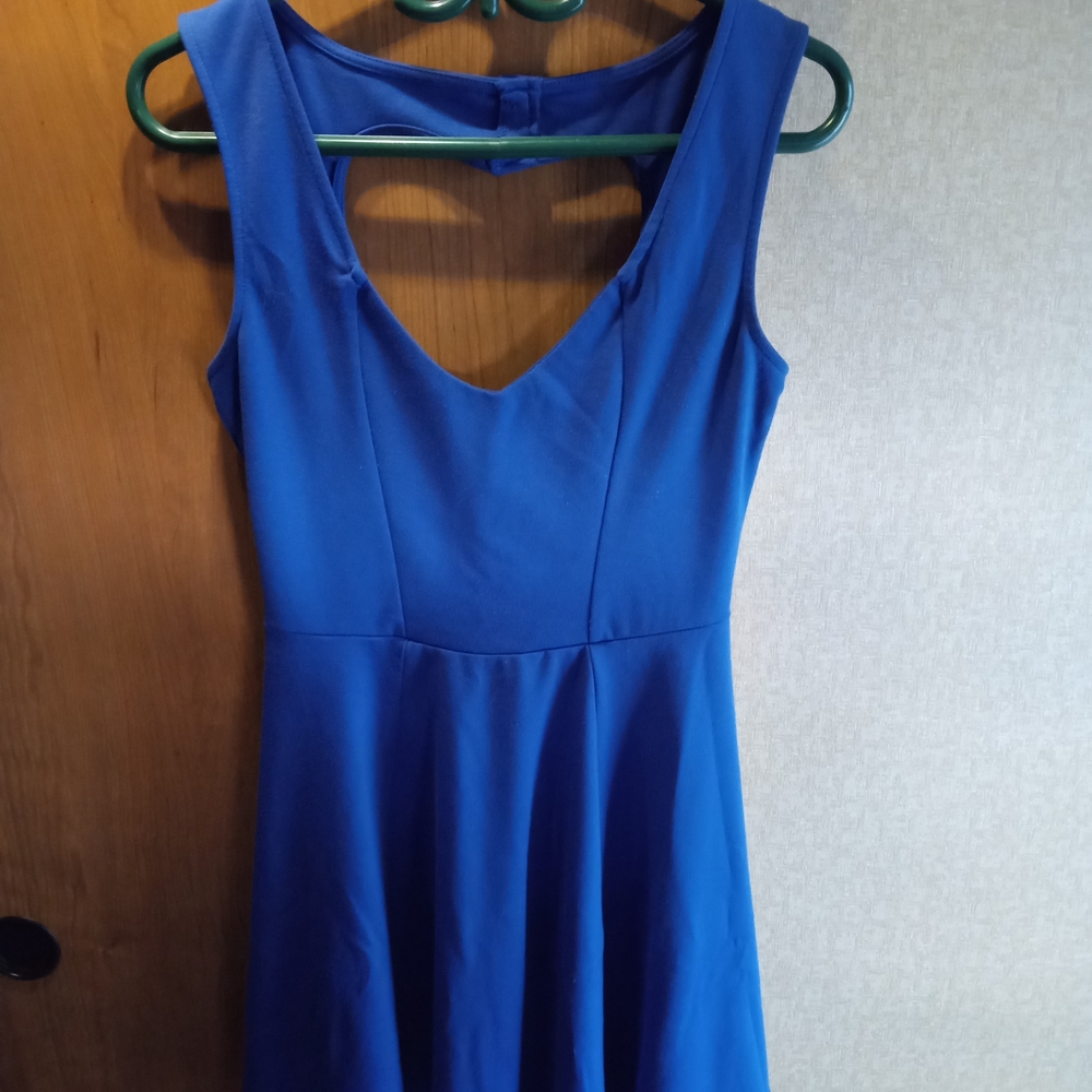 Miss Chievous Blue V-Neck Fit and Flare Cocktail Dress